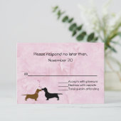 Dachshunds Custom Pink Wedding RSVP Kaartje (Staand voorkant)