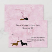 Dachshunds Custom Pink Wedding RSVP Kaartje (Voorkant / Achterkant)