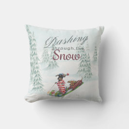 Dachshunds die door de sneeuwkussen stromen kussen