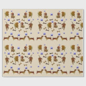 Dachshunds & Dog Botten Waterverf Cadeaupapier (Vlak)