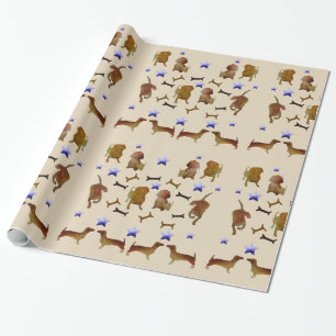 Dachshunds & Dog Botten Waterverf Cadeaupapier
