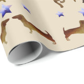 Dachshunds & Dog Botten Waterverf Cadeaupapier (Rol Hoek)