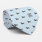 Dachshunds Dogs Pattern Monogrammed Stropdas (Opgerold)