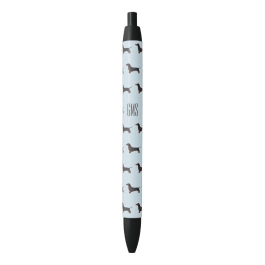 Dachshunds Dogs Pattern Monogrammed Zwarte Inkt Pen (Voorkant Verticaal)