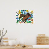 Dachshunds en Abstracte bladeren Poster (Keuken)