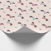 Dachshunds en harten cadeaupapier (Hoek)