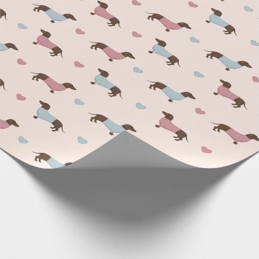 Dachshunds en harten cadeaupapier (Hoek)