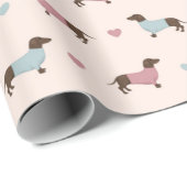 Dachshunds en harten cadeaupapier (Rol Hoek)