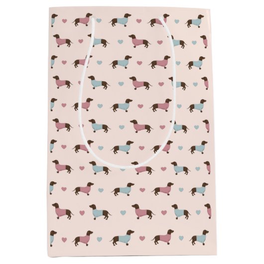 Dachshunds en harten medium cadeauzakje (Voorkant)