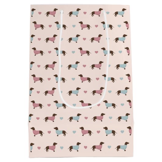 Dachshunds en harten medium cadeauzakje (Achterkant)