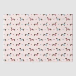 Dachshunds en harten tissuepapier