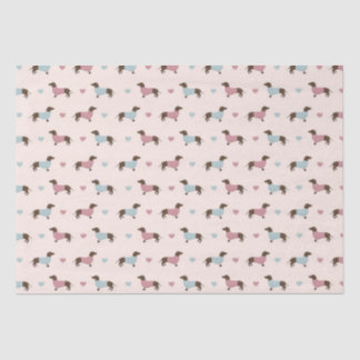 Dachshunds en harten tissuepapier