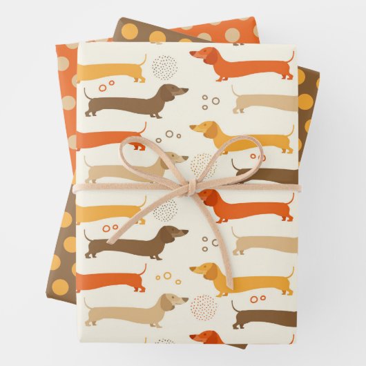 Dachshunds- en pooldots papierpakket inpakpapier vel (In situ)