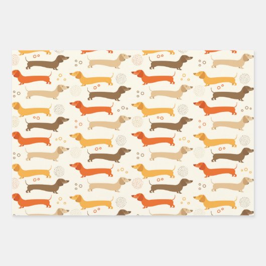 Dachshunds- en pooldots papierpakket inpakpapier vel (Voorkant)