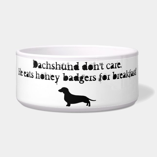 Dachshunds eten honingbadgers voerbakje (Voorkant)