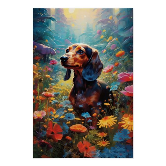 Dachshund's Garden Delight Perfect Poster (Voorkant)