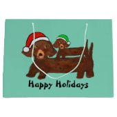 Dachshunds Gift Bags uitgepakt Large Cadeautasje (Voorkant)