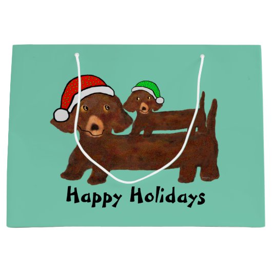 Dachshunds Gift Bags uitgepakt Large Cadeautasje (Voorkant)