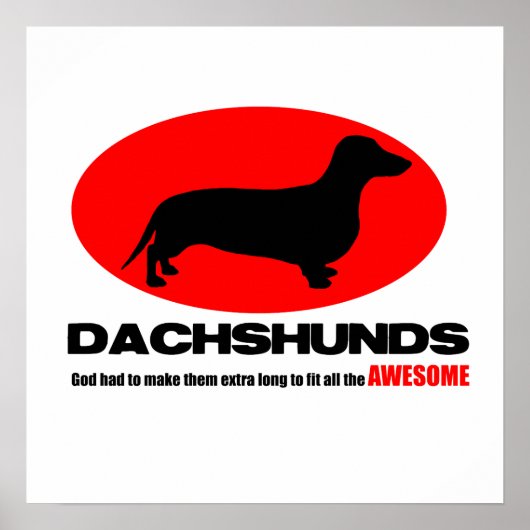 Dachshunds - God maakte hen extra lang Poster (Voorkant)