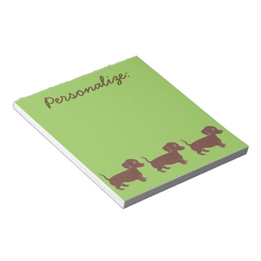 Dachshunds Green Personalized Notitieblok (Schuin)