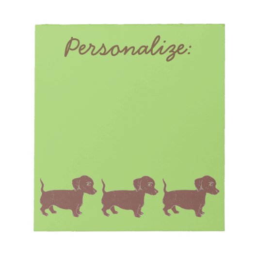 Dachshunds Green Personalized Notitieblok (Voorkant)