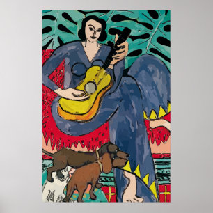 Dachshunds, Guitar en Matisse-achtige dame, Poster