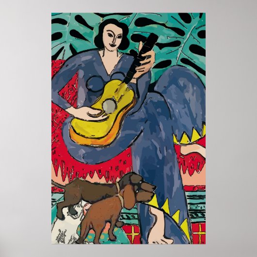 Dachshunds, Guitar en Matisse-achtige dame, Poster (Voorkant)