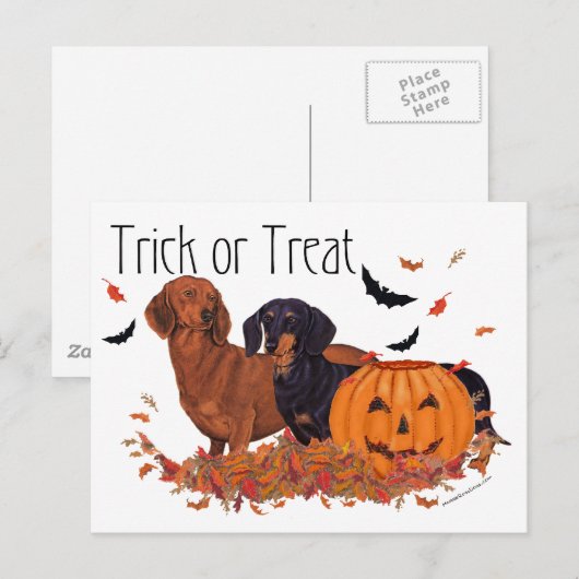 Dachshunds Halloween Briefkaart (Voorkant / Achterkant)
