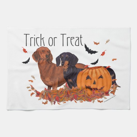 Dachshunds Halloween Theedoek (Horizontaal)