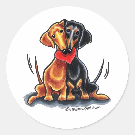 Dachshunds have Heart Ronde Sticker (Voorkant)