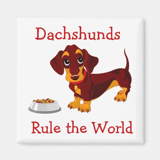 Dachshunds heersen over de wereld Cartoon Puppy Ma Magneet (Voorkant)