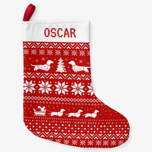 Dachshunds Holiday Pattern Wiener Dogs Cute Xmas Kleine Kerstsok (Voorkant)