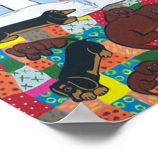Dachshunds in Bed Poster Art (Hoek)