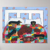 Dachshunds in Bed Poster Art (Voorkant)