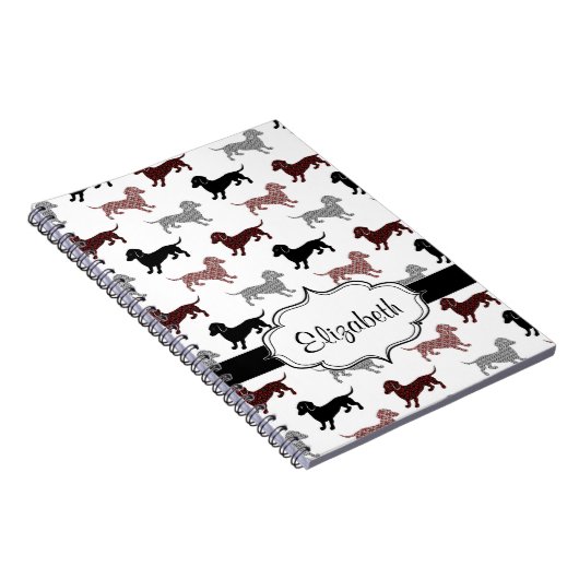 Dachshunds in Damask Cute Pattern Notitieboek (Rechterzijde)