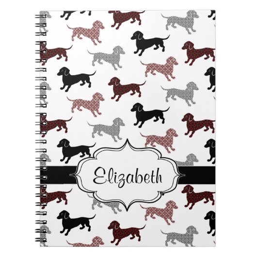 Dachshunds in Damask Cute Pattern Notitieboek (Voorkant)