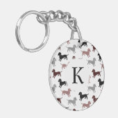 Dachshunds in Damask Cute Pattern Sleutelhanger (Voorkant Links)