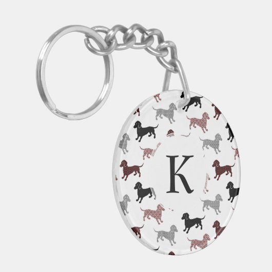 Dachshunds in Damask Cute Pattern Sleutelhanger (Voorkant Links)