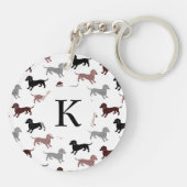 Dachshunds in Damask Cute Pattern Sleutelhanger (Achterkant)