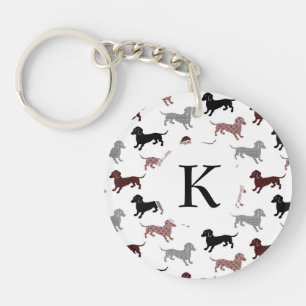 Dachshunds in Damask Cute Pattern Sleutelhanger