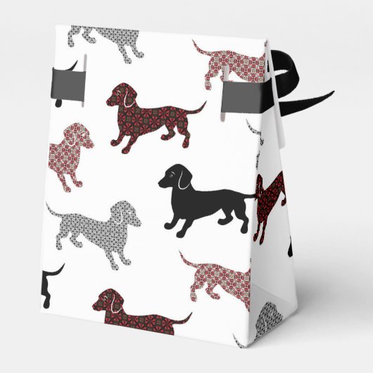Dachshunds in Damask Schattige Pattern Bedankdoosjes (Achterkant)