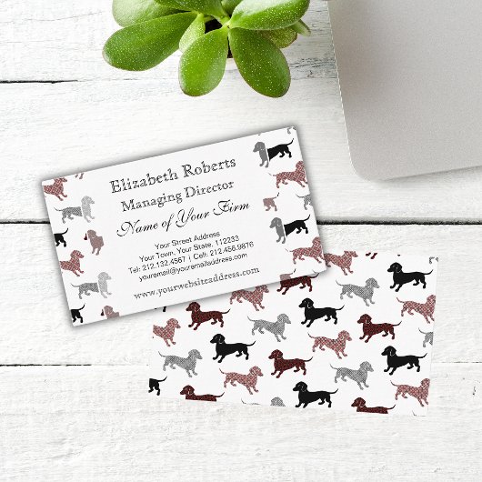 Dachshunds in Damask Schattige Pattern Visitekaartje