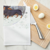 Dachshunds in de sneeuw theedoek (Quarter Fold)