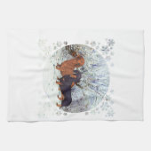 Dachshunds in de sneeuw theedoek (Horizontaal)