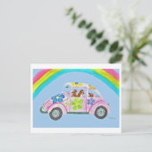 Dachshunds in een Hippie-auto Briefkaart (Staand voorkant)