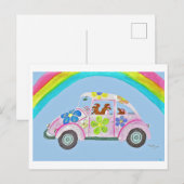 Dachshunds in een Hippie-auto Briefkaart (Voorkant / Achterkant)