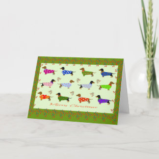 Dachshunds in kerstjassen kerstkaart bedankkaart
