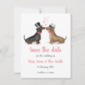 Dachshunds in liefde, behalve de datumkaart (jonge save the date (Voorkant)