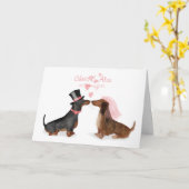 Dachshunds in love bruiloft card (boy/meisje) kaart (Gele Bloem)