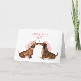 Dachshunds in love bruiloft card (girl/meisje) kaart